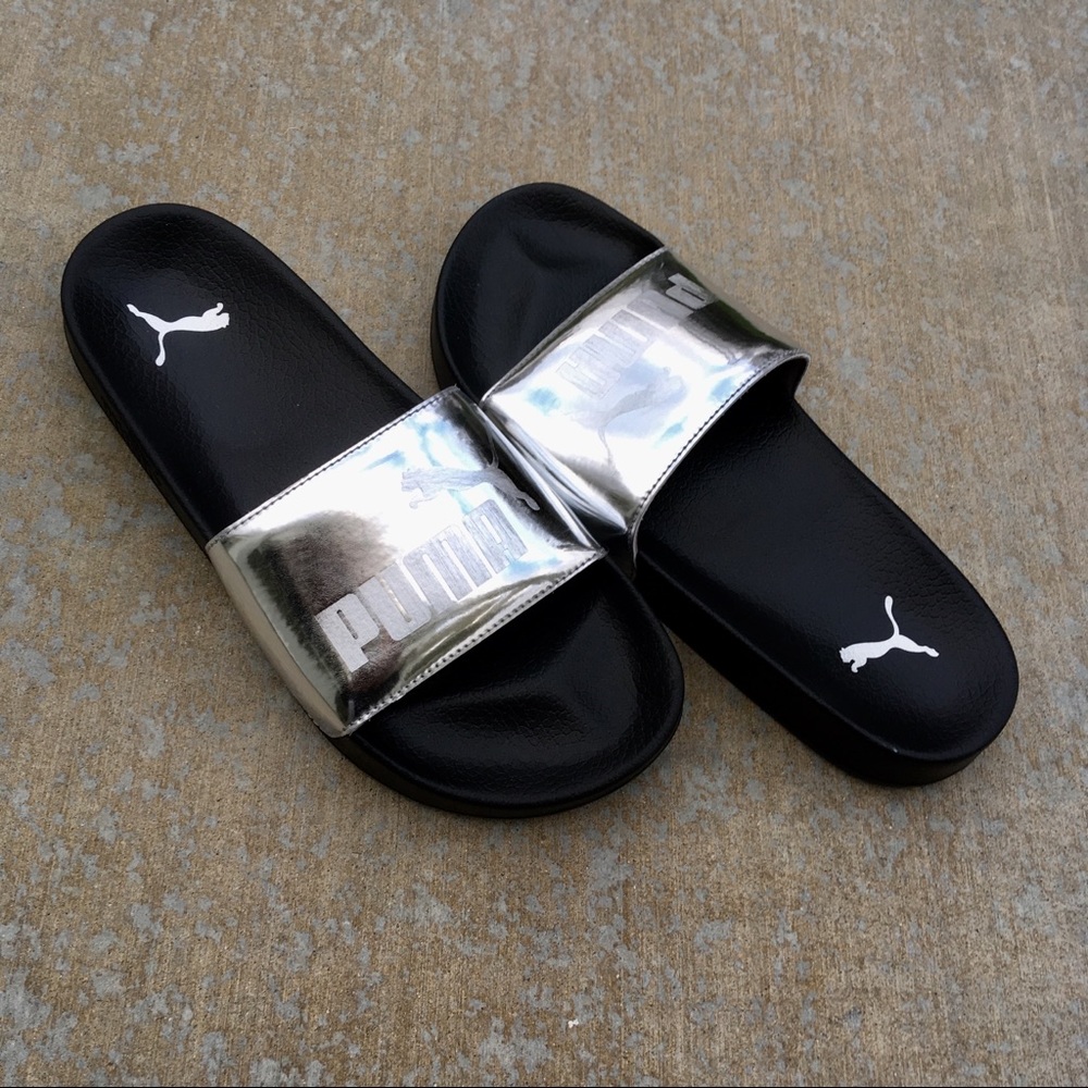 Silver Kids Puma Ledcat Jr Slides - Picture 5 of 8